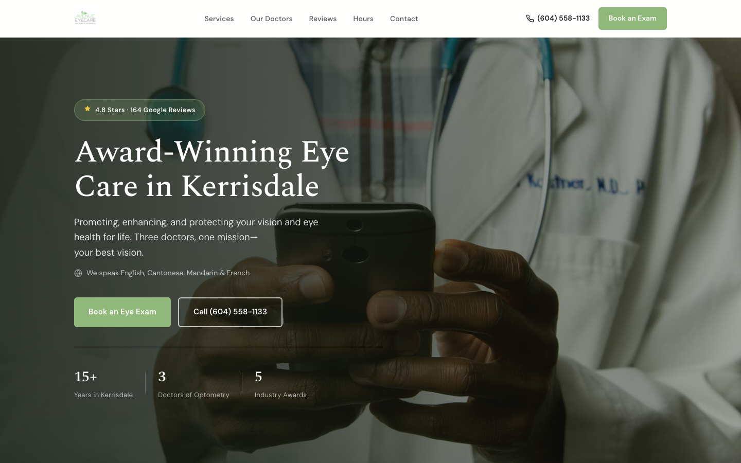 Avenue Eyecare website