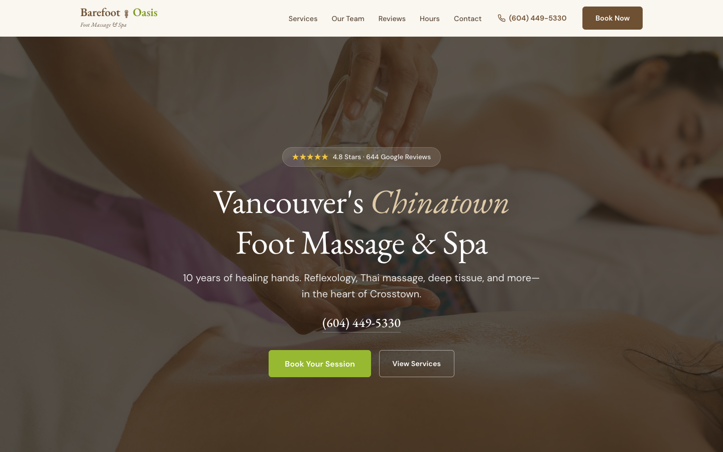 Barefoot Oasis spa website