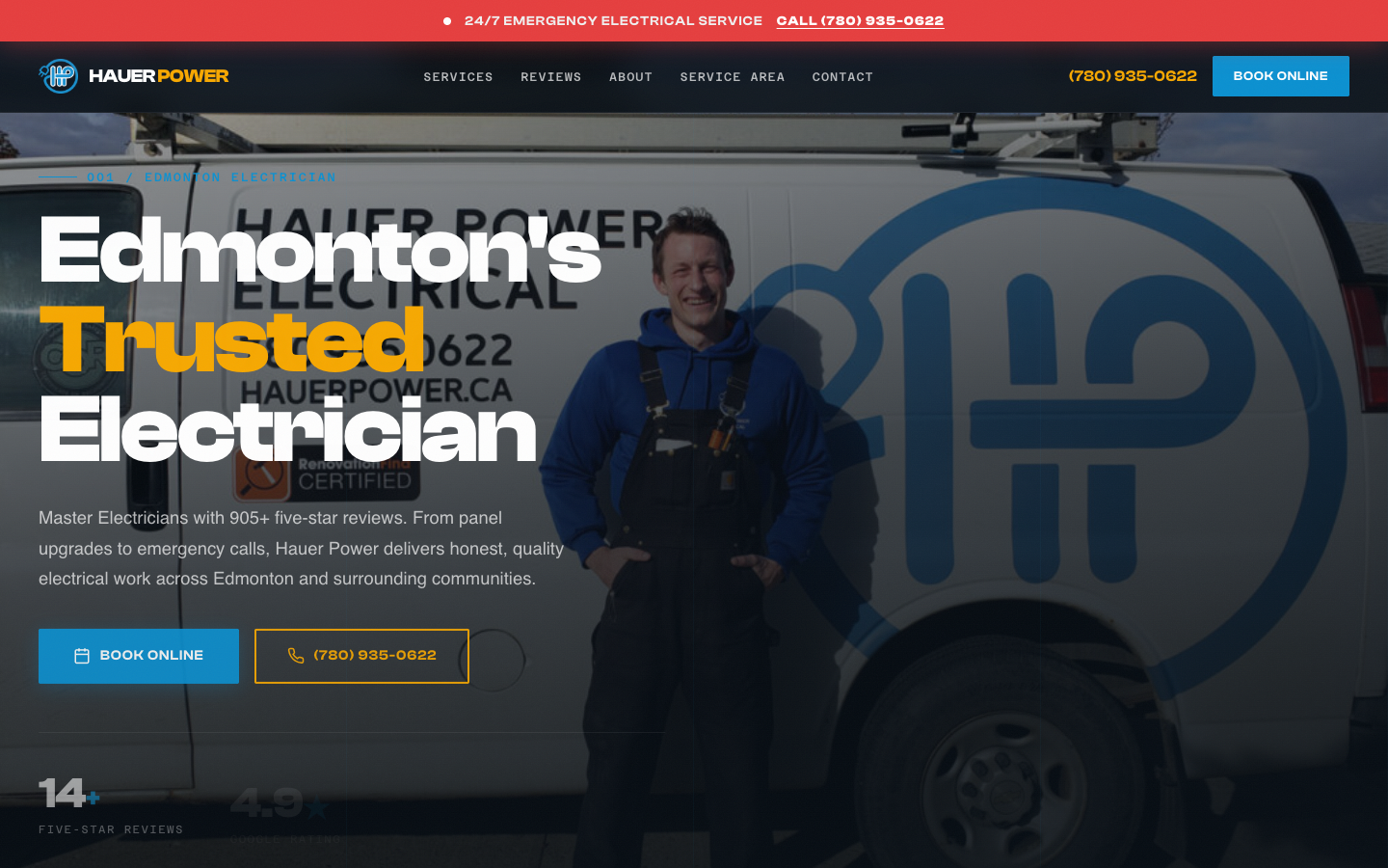 Hauer Power electrical website