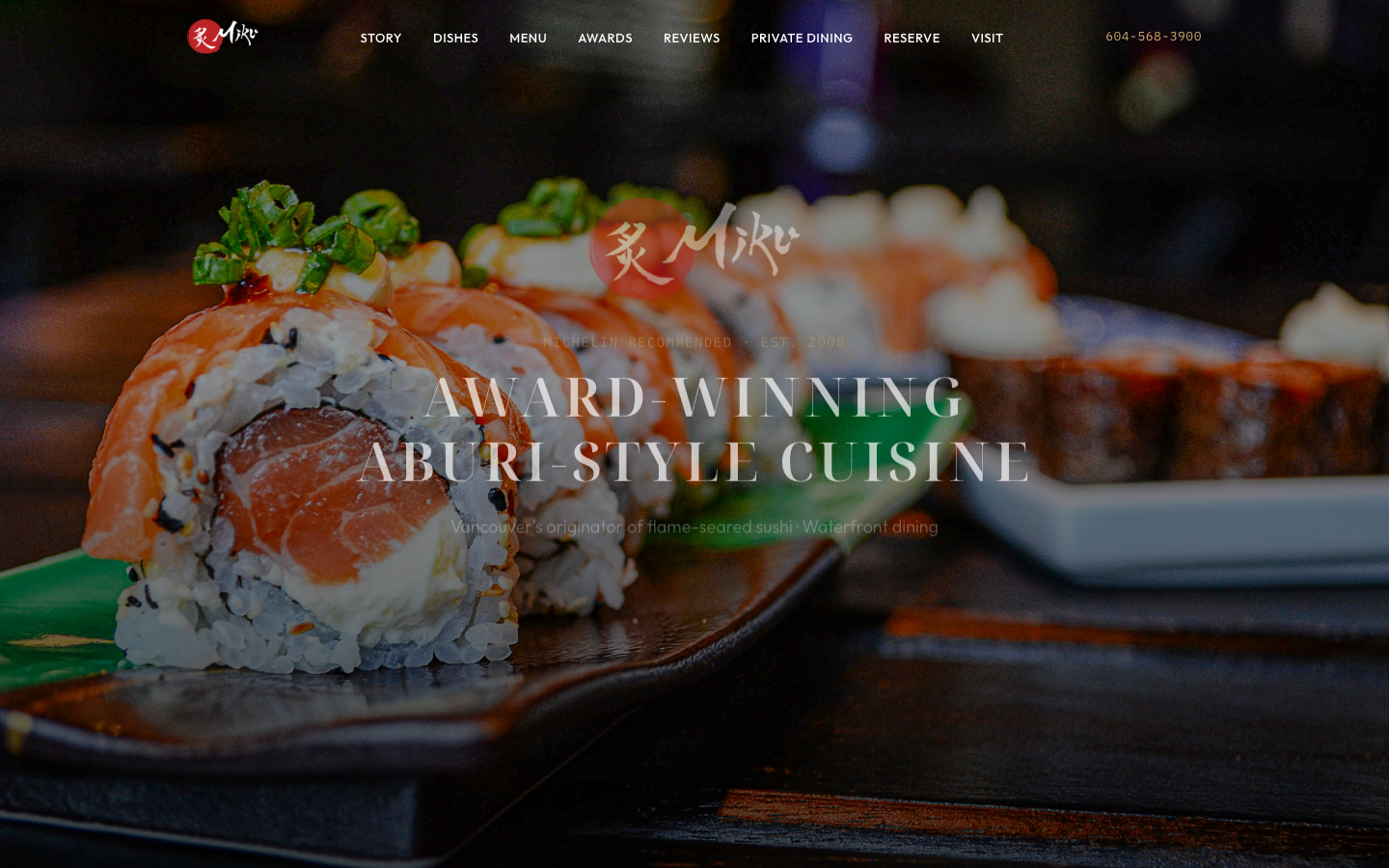 Miku Japanese restaurant website