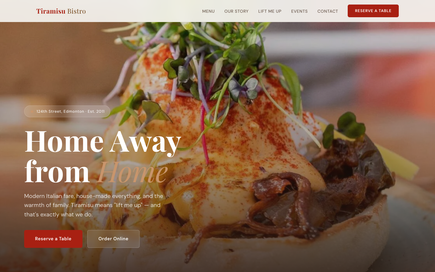 Tiramisu Bistro restaurant website